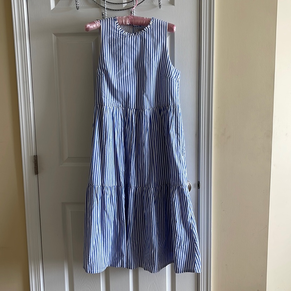 J. Crew blue and white striped dress